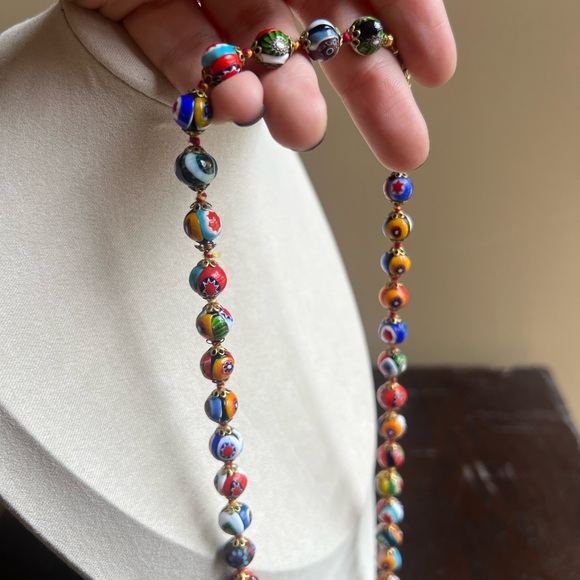 Vintage Venetian Murano Milleflori Glass Bead Necklace - Picture 5 of 5